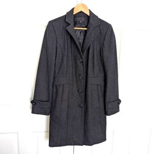 Giacca women's wool mid length button down dark gray coat jacket. Size M